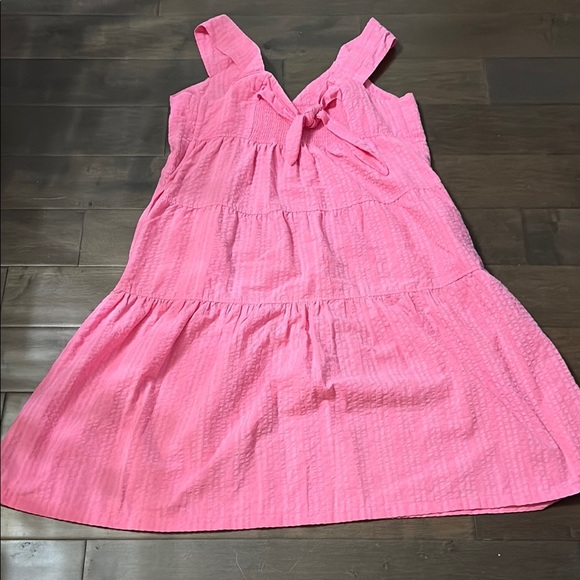 Old Navy Bright Pink Tiered women’s Dress with pockets, size large - Picture 4 of 8